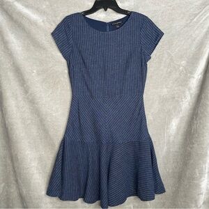 Banana Republic Navy Striped Linen Blend Fit Flare Mini Dress Size 2